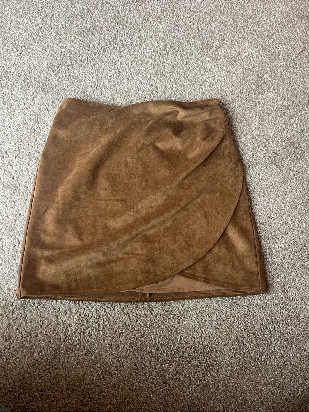 Abercrombie & Fitch Chestnut Faux Suede Wrap Mini Skirt
